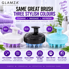Load image into Gallery viewer, Glamza Silicone Scalp Massager &amp; Shampoo Brush – Wet &amp; Dry Hair Washing Brush – Men, Women &amp; Pets