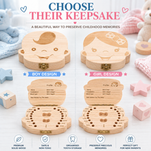 Load image into Gallery viewer, Baby Boys &amp; Girls Keepsake Tooth &amp; Lanugo Box – Wooden Baby Memory Box