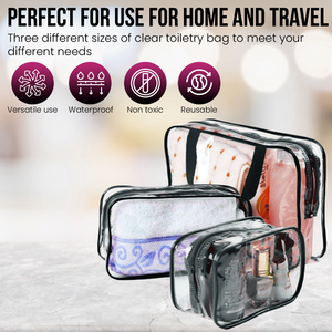 Transparent Travel Bags Set - Pink or Black
