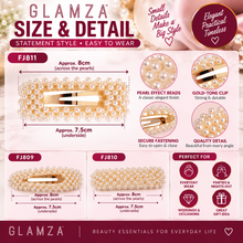 Load image into Gallery viewer, Glamza Pearl Hair Clips – Statement Faux Pearl Hair Barrettes