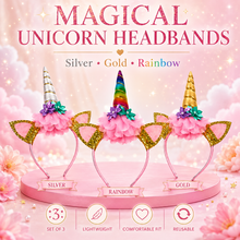 Load image into Gallery viewer, Glamza Children’s Unicorn Headband – Glitter Unicorn Horn &amp; Ears Fancy Dress Hairband