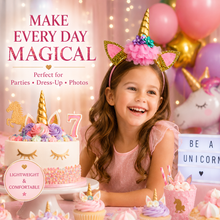 Load image into Gallery viewer, Glamza Children’s Unicorn Headband – Glitter Unicorn Horn &amp; Ears Fancy Dress Hairband