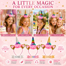 Load image into Gallery viewer, Glamza Children’s Unicorn Headband – Glitter Unicorn Horn &amp; Ears Fancy Dress Hairband