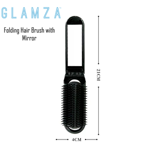2 in 1 Folding Detangle Hair Brushes with Mirror - Rectangle