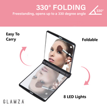 Load image into Gallery viewer, Glamza Portable 8 LED Light Makeup Mirror