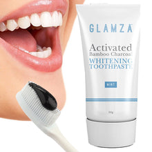 Load image into Gallery viewer, Unisex Glamza Activated Charcoal Toothpaste, Powder &amp; Bamboo Toothbrush - Mint