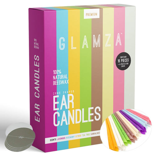 Glamza Premium Ear Candles - 16 Candles with Ear Protection Discs
