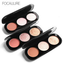 Load image into Gallery viewer, Focallure Triple Colour Blush &amp; Highlighter Makeup Palettes - Cruelty Free!