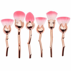 Glamza Rose 6pc Makeup Brush Set