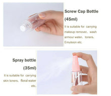 Load image into Gallery viewer, Glamza 9-Piece Travel Bottle Set with Carry Bag – Pink or Green Lids | Free UK Delivery
