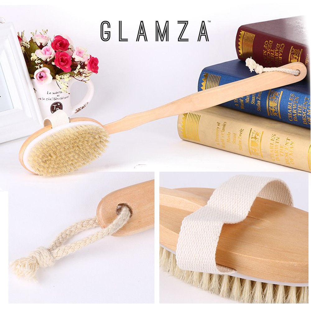 Glamza 2 in 1 Long Handle Bath & Shower Brush & Dry Skin Brush - 2 Options