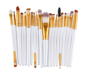 Glamza 20pc White Eye And 15pc Contour Palette Brush Set