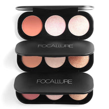 Load image into Gallery viewer, Focallure Triple Colour Blush &amp; Highlighter Makeup Palettes - Cruelty Free!