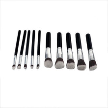 Load image into Gallery viewer, Glamza 10PC Black Silver Makeup Brushes Set