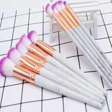 Load image into Gallery viewer, Glamza 10pc Marble Makeup Brush Set