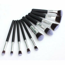 Load image into Gallery viewer, Glamza 10PC Black Silver Makeup Brushes Set