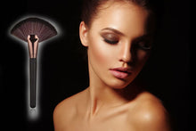 Load image into Gallery viewer, Black and Rose Gold Large Fan Makeup Brush